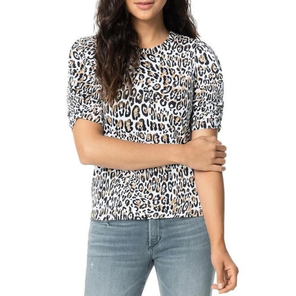 Joe's Women Twisted Leopard Cotton T-Shirt Tee 45JWFATC1035-TLP Brown XS